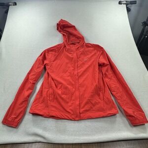 Nike Jacket Womens Medium Red Swift Repel Hooded Zip Running Packable HQ0650